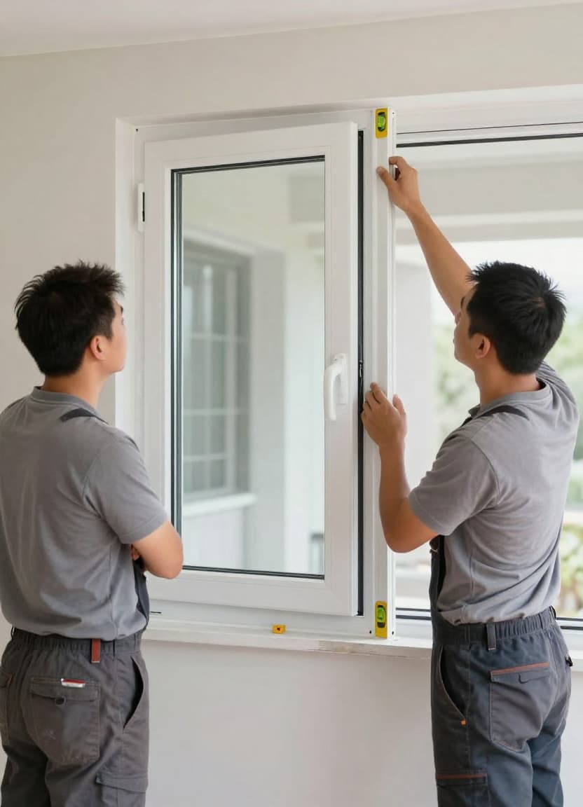 Window installation process at an opening